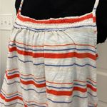 Universal Threads Universal Thread Stripped Flowy Tank Top Ruffles Spaghetti Strap White/Orange Photo 1