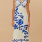 Farm Rio Floral Cascade Wavy Euroflax Premium Linen Midi Dress,Large,$280 Photo 1