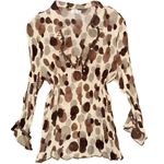 Jaipur 💖  Cream & Brown Polka Dot Y2K Beaded Blouse Photo 0