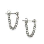 Metal Chain Dangle Drop Earrings for Men Women Streetwear Hip Hop Unisex Style Silver Photo 0
