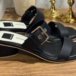 Dolce Vita 8.5 Black Riva Slip On Block Heel Sandals Boho Wedding Chic Vacation Photo 0