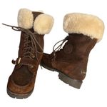 LAUREN RALPH LAUREN Zabby Brown Suede Boots Cream Shearling Womens Size 10 B Photo 2