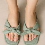 Minimalist Sage Green Knot Slide Sandals Time and Tru Women’s 8 Blue Photo 0