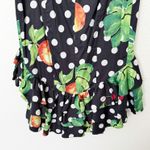 [Caroline Constas] Polka Dot Orange Print Asymmetrical Ruffle Skirt Sz Medium M Black Photo 4