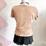 Brown Ribbed Square Neck Top, Minimalist, 90s, Y2K,‎ Earthy, Casual, Medium Photo 2