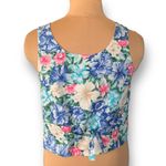 Women’s Vintage Royal Creations Tank Cropped Blue Pink Tropical Flower Scoopneck Size XL Photo 4