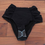 Black High Waisted Ruffled Bikini Bottoms Swimsuit Size 4 Photo 0