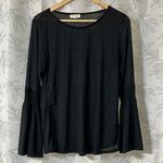 Ultra Flirt -Black Long Sleeve Crew Neck Blouse NWOT Photo 0