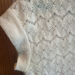 Vintage Crop Sweater Knit Crochet Scalloped Hem Cream Ivory Size Small Collar Photo 1