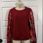 Anthropologie  Porridge Floral Puff Sleeve Textured Top Burgundy MEDIUM Photo 2
