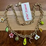 Betsey Johnson Gold Tone Betsey’s Brunch With 9 Dangling Charms Necklace NWT Photo 0