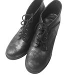 Soda  Womens‎ Heeled Bootie Size 7.5 Faux Leather Black Lace Up Boots 3" Heel Photo 2