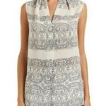 CAbi NEW  Off White Black Printed Scrollwork Sleeveless Tunic Tank Top Small Photo 0