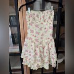 Eyelet floral ditsy mini dress strapless corset bandeau tiered ruffle butter Yellow Photo 9