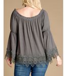 Oddi  LACE TRIM BLOUSE Grey Tunic 3X Photo 6