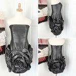 Jovani  Silver Metallic Rosette Skirt Embellished Strapless Cocktail Dress Sz 8 Photo 8