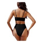 Women's Bandeau Bikini Swimsuit High Waisted Bottom Black Size Large EUC #1148 Photo 2
