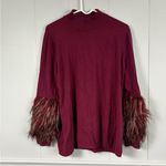 Alfani  Plus Size Faux-Fur-Cuff Mock Neck Tunic Red Sweater Top XL Holiday Winter Photo 3