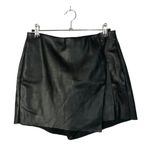 ZARA  Black Vegan Faux Leather Wrap Front Skort S Photo 2