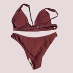 NWT Rust Deep V Neck Thong Halter Cheeky Bikini Photo 5