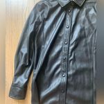 7 For All Mankind  faux leather button up shirt small black Photo 1