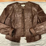 Women’s vintage brown Vakko leather jacket with perforated detailing. Size L Photo 8
