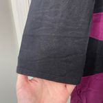 Alfani NWOT women’s faux leather black purple colorblock zip stretch knee dress Photo 3