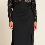 Betsy and Adam  Black Lace Long Sleeve Gown Photo 0