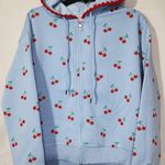 Cherry graphic blue full zip hoodie women's medium NWT Photo 0