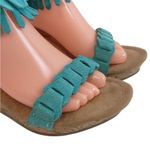 Minnetonka Aqua suede fringe Nicki wedge sandals Photo 8