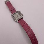 Working Women’s CANNES Pink Leather Band Rhinestone Silver Tone Bezel Watch Photo 0