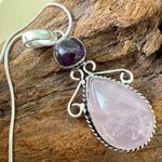 925 Sterling Silver Amethyst Rose Quartz Angel Necklace womens jewelry Pink Photo 5