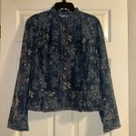 LRL Lauren Jeans Co. Women's Floral Button Up Jacket Denim, Linen Blend Size 16 Blue Photo 0