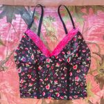 y2k black flower lace v neck cami Photo 6