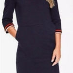 Boden 100% Cotton Mini Sheath Dress Pockets 3/4 Sleeve Navy Casual Preppy Crew Blue Size undefined Photo 0