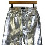 ASOS NWT Pants Womens 26 Tall Silver Metallic High Rise Cybercore Futuristic Y2K Photo 1