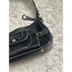 Perlina Vintage  Patent Leather Purse Shoulder Bag Black Pockets Shiny Zip Casual Photo 3
