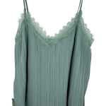 Lush Clothing LUSH Sage Green Lace Trim Pleated Cami Tank Top Women's Small Lettuce Hem Y2K Photo 0