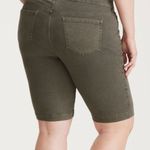 Torrid Plus Size Jegging Bermuda Shorts Olive Green 10.5" In Denim Jean Shorts Photo 2