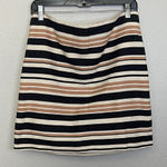 Loft  Striped Textured Mini Skirt Beige/Black Size 8 Photo 0