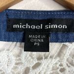 Michael Simon White Cotton Crochet Lace Denim Trim Tailored Jacket Top PS P S Photo 9