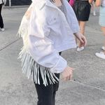 White Mama Fringe Jean Jacket Photo 1