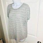 SO  Classic Comfy Favorite Crewneck Short Sleeve Tee Stripe Gray White M Photo 2