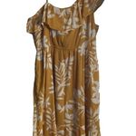 Old Navy Gold Tropical Print Hibiscus Ruffle Midi Dress Photo 4