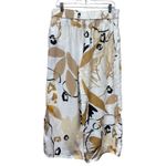 Tahari  100% Linen Wide Leg Pants XL Artsy‎ White Brown Beach Coastal Pull On Photo 1