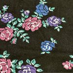 Vintage 80’s Knit Sz M Black Pop Over Cropped Top Shoulder Pads Floral Pattern Blue Size M Photo 12