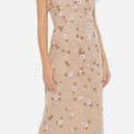 Mac Duggal  9086 Embellished High Neck Flutter Sleeve Gown Size 6 Nude Pink Photo 0