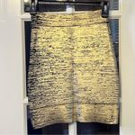 BCBG MAXAZRIA Silvie Gold Metallic Bandage Stretch Bodycon Mini Skirt Size XS Photo 5
