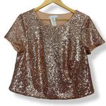 Watters Sequin Crop Top Rose Gold Short Sleeve‎ Wedding Top Bridesmaid Size 16W Photo 0
