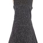Adeam Dress 8 Fit & Flare Virgin Wool Paint Splatter Zipper Navy Blue Side Panel Photo 0